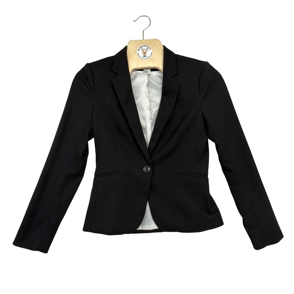 H&M Women's Black Tailored Blazer Jacket US 4 EUR 34 Fully Lined‎